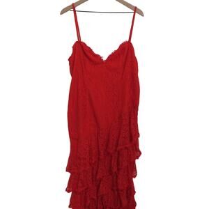 Majorelle XL Red Oracle Dress Lace Ruffle Romantic Asymmetrical Dress